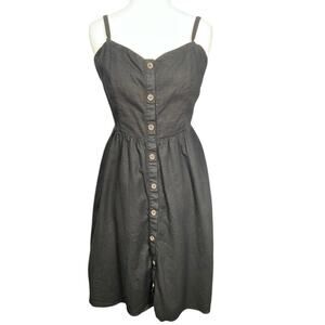 Old Navy Cami Dress Black Brown Button Baby Doll Dress Smock Back Size Large